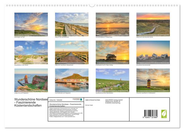 Produktbild: Wundersch&ouml;ne Nordsee - Faszinierende K&uuml;stenlandschaften (hochwertiger Premium Wandkalender 2026 DIN A2 quer), Kunstdruck in Hochglanz