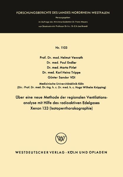 Produktbild: &Uuml;ber eine neue Methode der regionalen Ventilationsanalyse mit Hilfe des radioaktiven Edelgases Xenon 133 (Isotopenthorakographie)
