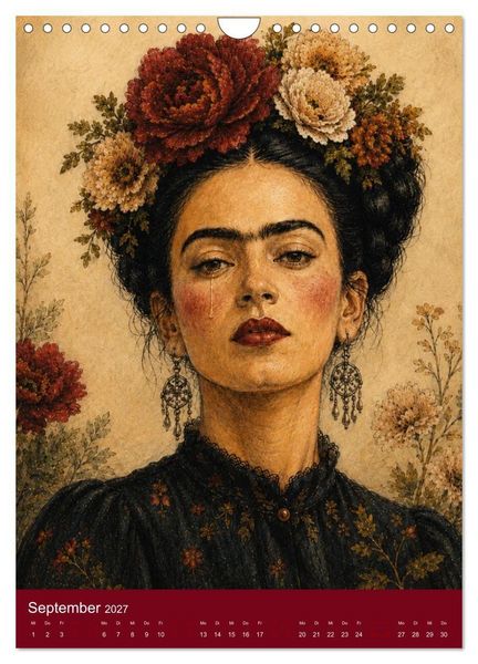 Produktbild: Freude im Haar. Leid im Herzen. Eine Hommage an Frida Kahlo (Wandkalender 2027 DIN A4 hoch), CALVENDO Monatskalender