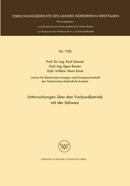 Produktbild: Untersuchungen &uuml;ber den Verbundbetrieb mit der Schweiz