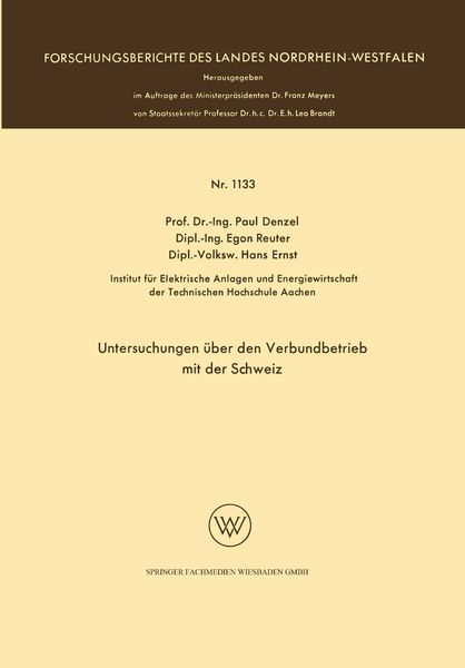 Produktbild: Untersuchungen &uuml;ber den Verbundbetrieb mit der Schweiz