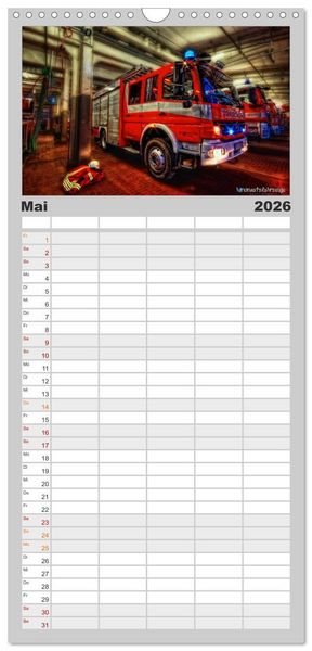 Produktbild: Familienplaner 2026 - HDR Einsatzfahrzeuge mit 5 Spalten (Wandkalender, 21 x 45 cm) CALVENDO