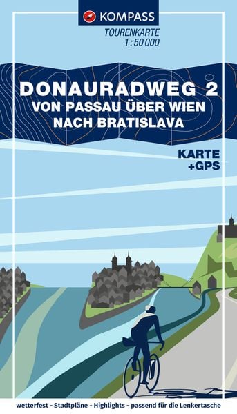 Produktbild: KOMPASS Fahrrad-Tourenkarte Donauradweg 2, von Passau über Wien nach Bratislava 1:50.000