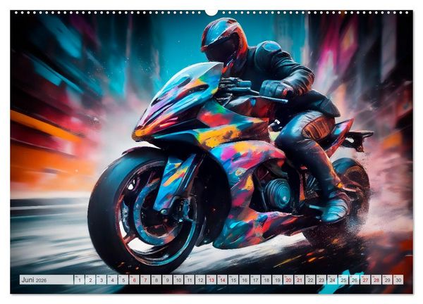 Produktbild: Coole KI-generierte MOTORR&Auml;DER (hochwertiger Premium Wandkalender 2026 DIN A2 quer), Kunstdruck in Hochglanz