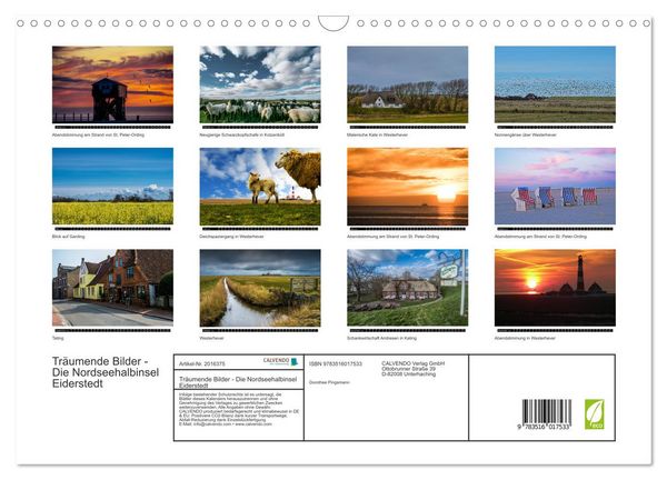 Produktbild: Tr&auml;umende Bilder - Die Nordseehalbinsel Eiderstedt (Wandkalender 2026 DIN A3 quer), CALVENDO Monatskalender