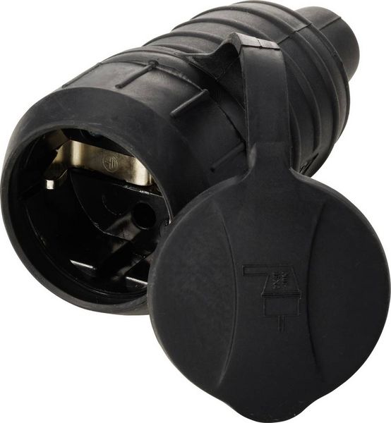 Produktbild: Sygonix SY-6618474 Schutzkontaktkupplung TPE 250 V/AC Schwarz IP44