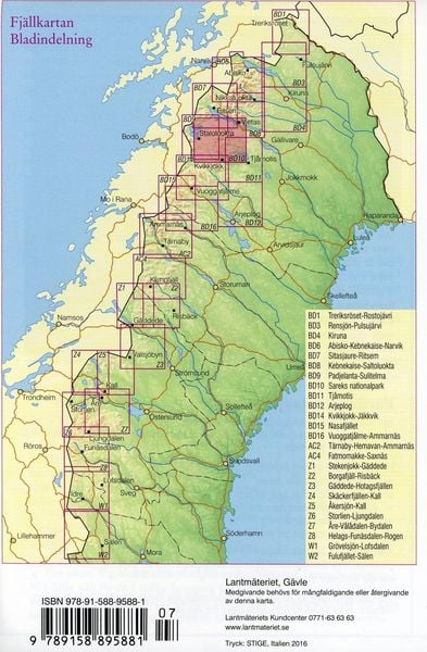 Produktbild: Fj&auml;llkartan 1 : 100 000 BD10 Sareks Nationalpark Bergwanderkarte