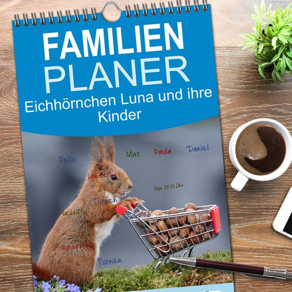 Produktbild: Familienplaner 2026 - Eichh&ouml;rnchen Luna und ihre Kinder mit 5 Spalten (Wandkalender, 21 x 45 cm) CALVENDO