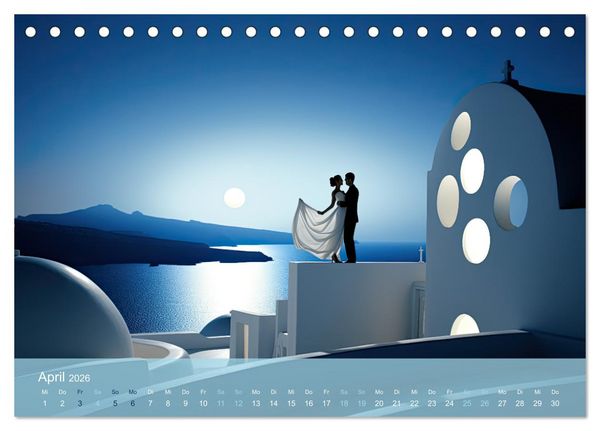 Produktbild: Santorini, Griechenland -Romatische Abendstimmung- (Tischkalender 2026 DIN A5 quer), CALVENDO Monatskalender