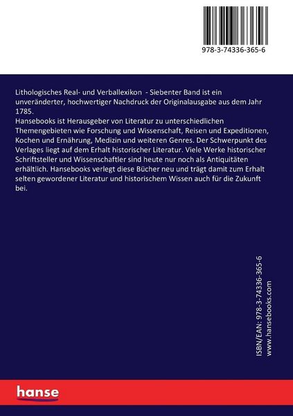 Produktbild: Lithologisches Real- und Verballexikon