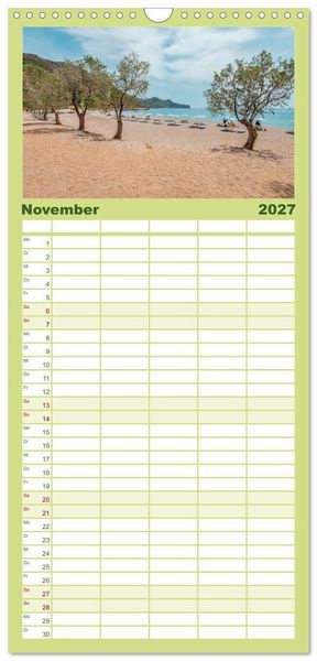 Produktbild: Familienplaner 2027 - Kreta - Die sch&ouml;nsten Str&auml;nde mit 5 Spalten (Wandkalender, 21 x 45 cm) CALVENDO