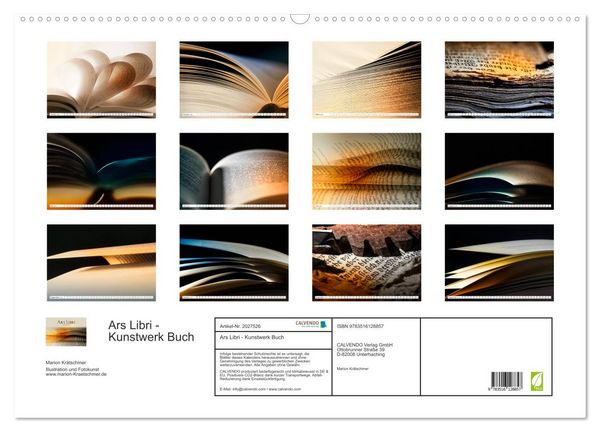 Produktbild: Ars Libri - Kunstwerk Buch (Wandkalender 2026 DIN A2 quer), CALVENDO Monatskalender