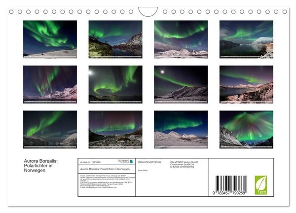 Produktbild: Aurora Borealis: Polarlichter in Norwegen (Wandkalender 2026 DIN A4 quer), CALVENDO Monatskalender