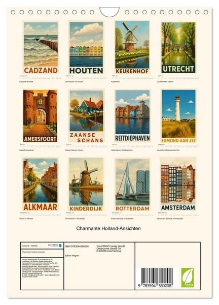 Produktbild: Charmante Holland-Ansichten (Wandkalender 2027 DIN A4 hoch), CALVENDO Monatskalender