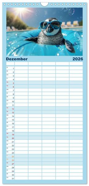 Produktbild: Familienplaner 2026 - Hei&szlig;er Sommer mit 5 Spalten (Wandkalender, 21 x 45 cm) CALVENDO