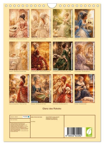 Produktbild: Glanz des Rokoko (Wandkalender 2027 DIN A4 hoch), CALVENDO Monatskalender