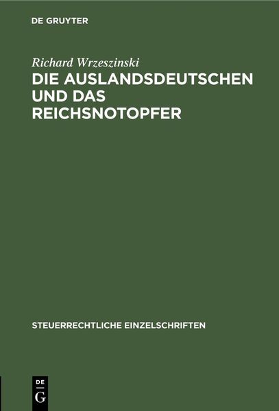 Produktbild: Die Auslandsdeutschen und das Reichsnotopfer