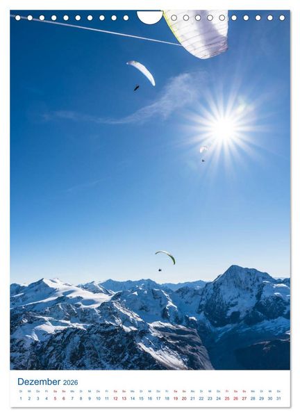 Produktbild: Paragliding - von gr&uuml;nen Wiesen zu schroffen Gletschen (Wandkalender 2026 DIN A4 hoch), CALVENDO Monatskalender