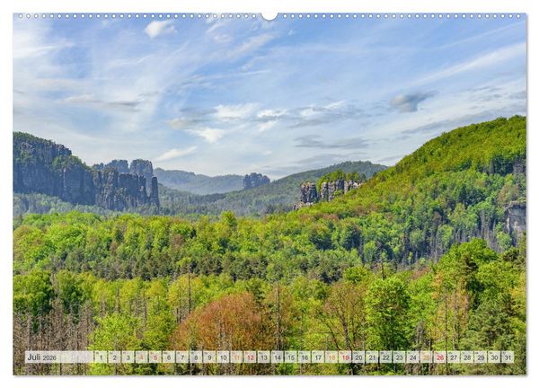 Produktbild: S&auml;chsische Schweiz - Wandern durch das Elbsandsteingebirge (hochwertiger Premium Wandkalender 2026 DIN A2 quer), Kunstdruck in Hochglanz