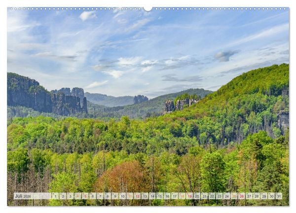 Produktbild: S&auml;chsische Schweiz - Wandern durch das Elbsandsteingebirge (Wandkalender 2026 DIN A2 quer), CALVENDO Monatskalender