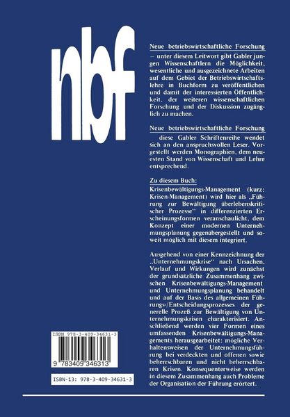 Produktbild: Krisenbew&auml;ltigungs-Management und Unternehmungsplanung