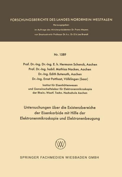 Produktbild: Untersuchungen &uuml;ber die Existenzbereiche der Eisenkarbide mit Hilfe der Elektronenmikroskopie und Elektronenbeugung