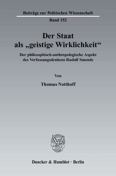 Produktbild: Der Staat als "geistige Wirklichkeit".