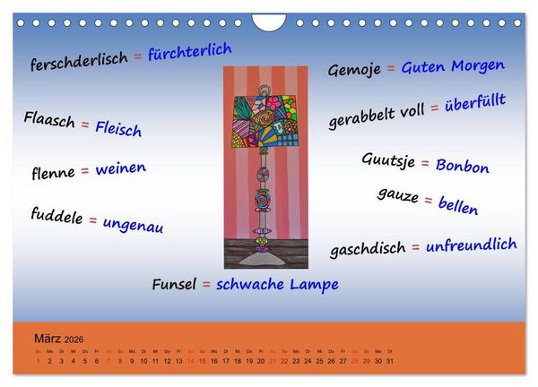 Produktbild: De Hessisch-Kalenner - hessisch babbele lerne in aam Johr (Wandkalender 2026 DIN A4 quer), CALVENDO Monatskalender