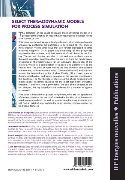 Produktbild: Select Thermodynamic Models for Process Simulation
