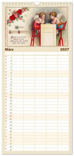 Produktbild: Familienplaner 2027 - Liebesboten mit 5 Spalten (Wandkalender, 21 x 45 cm) CALVENDO