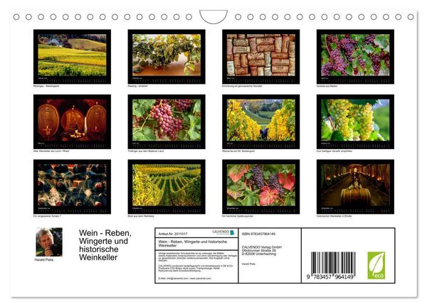 Produktbild: Wein - Reben, Wingerte und historische Weinkeller (Wandkalender 2026 DIN A4 quer), CALVENDO Monatskalender