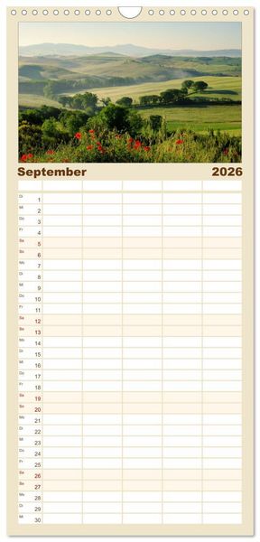 Produktbild: Familienplaner 2026 - Toskana &ndash; Traumlandschaft in Italien mit 5 Spalten (Wandkalender, 21 x 45 cm) CALVENDO