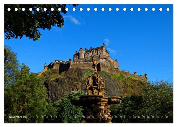 Produktbild: Edinburgh - D&ugrave;n &Egrave;ideann (Tischkalender 2026 DIN A5 quer), CALVENDO Monatskalender