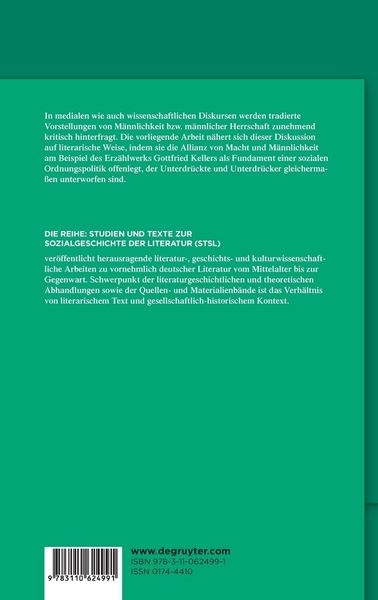 Produktbild: M&auml;nnlichkeit und soziale Ordnung bei Gottfried Keller