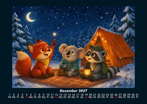 Produktbild: Camping-Abenteuer mit Finn, Kiki & Rocco 2027 Fotokalender DIN A4