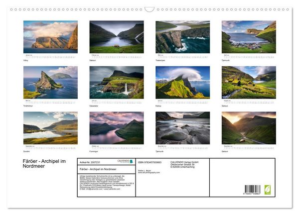 Produktbild: F&auml;r&ouml;er - Archipel im Nordmeer (Wandkalender 2026 DIN A2 quer), CALVENDO Monatskalender