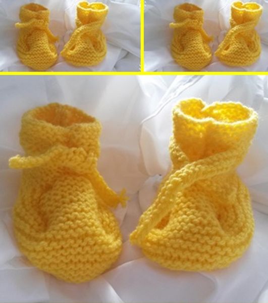 Produktbild: Strickanleitung Babyschuhe Gelb- ohne Nadelspiel