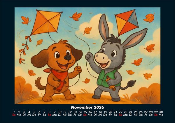 Produktbild: Wuff & Huf - Festliche Freundschaft 2026 Fotokalender DIN A4