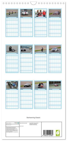 Produktbild: Familienplaner 2026 - Sachsenring Classic mit 5 Spalten (Wandkalender, 21 x 45 cm) CALVENDO