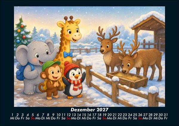 Produktbild: Ein Jahr im Zoo mit Raffi und Freunden 2027 Fotokalender DIN A5