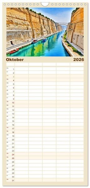 Produktbild: Familienplaner 2026 - Kalimera Griechenland mit 5 Spalten (Wandkalender, 21 x 45 cm) CALVENDO