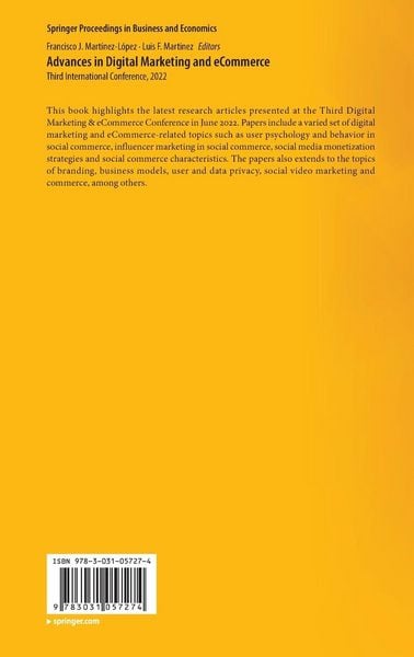 Produktbild: Advances in Digital Marketing and eCommerce