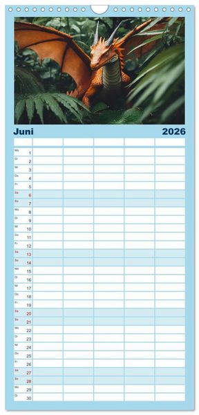 Produktbild: Familienplaner 2026 - Drachen - Herrscher der Welt mit 5 Spalten (Wandkalender, 21 x 45 cm) CALVENDO