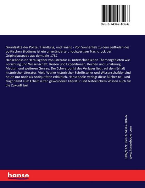 Produktbild: Grunds&auml;tze der Polizei, Handlung, und Finanz