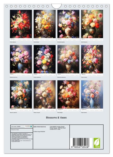 Produktbild: Blossoms & Vases (Wall Calendar 2026 DIN A4 portrait), CALVENDO 12 Month Wall Calendar