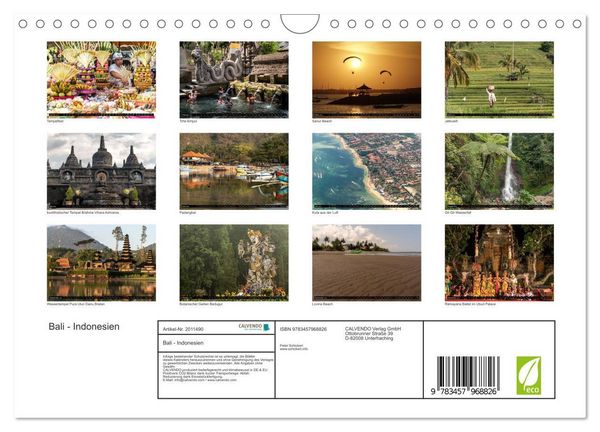 Produktbild: Bali - Indonesien (Wandkalender 2026 DIN A4 quer), CALVENDO Monatskalender