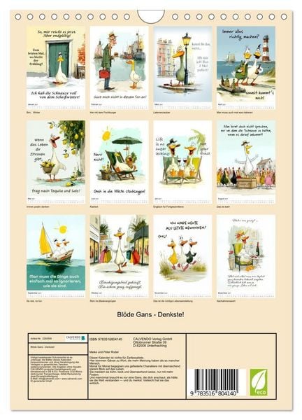 Produktbild: Bl&ouml;de Gans - Denkste! (Wandkalender 2027 DIN A4 hoch), CALVENDO Monatskalender