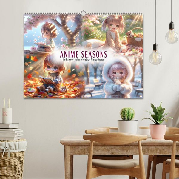Produktbild: Anime Seasons: Ein Kalender voller lebendiger Manga-Szenen (Wandkalender 2026 DIN A2 quer), CALVENDO Monatskalender