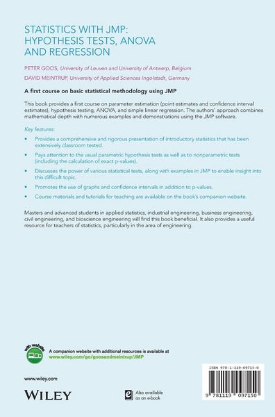 Produktbild: Statistics with JMP - Hypothesis Tests, ANOVA andRegression