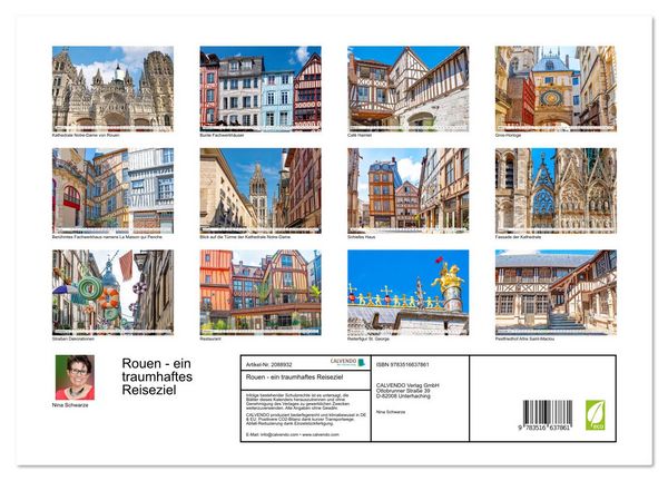 Produktbild: Rouen - ein traumhaftes Reiseziel (hochwertiger Premium Wandkalender 2026 DIN A2 quer), Kunstdruck in Hochglanz